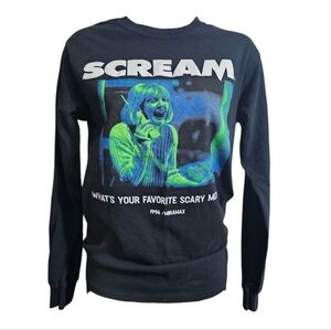 Scream SM "What's Your Favorite Scary Movie" Black Long Sleeve Graphic Tee